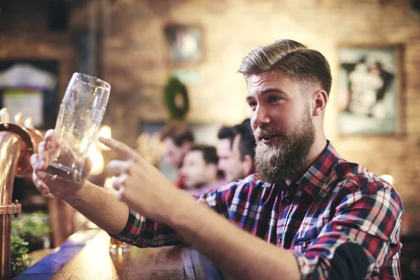 Handsome Man Ordering One Beer Pub — Stock Photo, Image