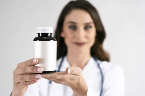 Medicamento Para Mano Del Médico Frasco — Foto de Stock