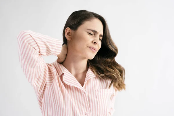 Young Woman Suffering Neck Pain — Stock Photo, Image