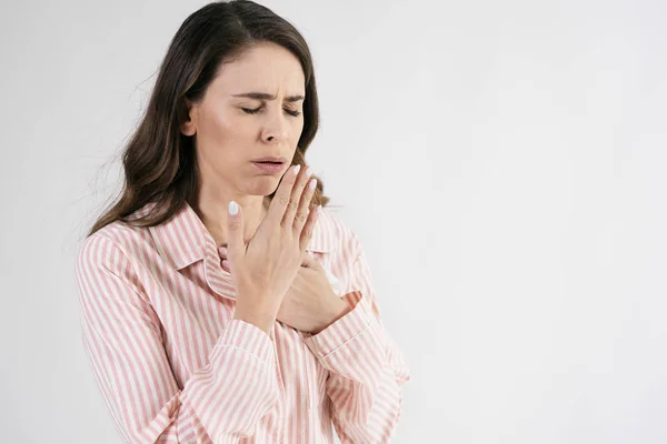 Young Woman Suffering Cough — Stock Photo, Image