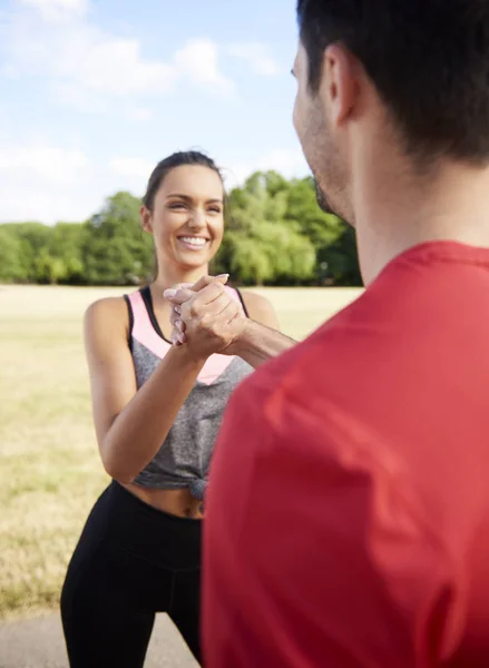 Correr Con Pareja Mucho Más Fácil — Foto de Stock