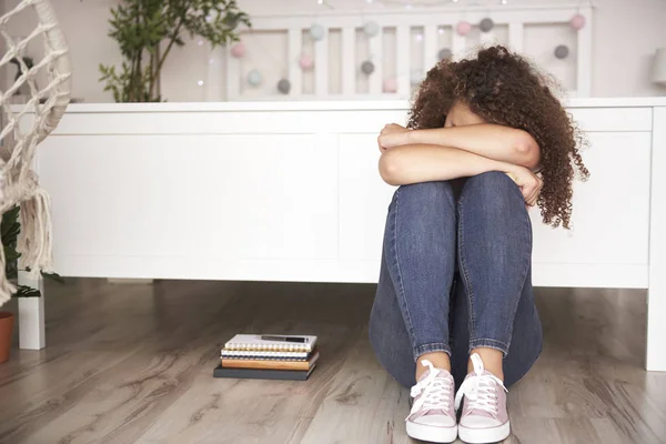 Depressed Teenage Girl Her Room — Stock Photo, Image