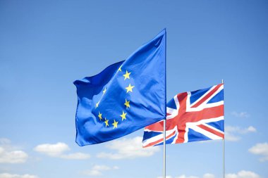 Brexit referandumu kavramı ve bayraklar 
