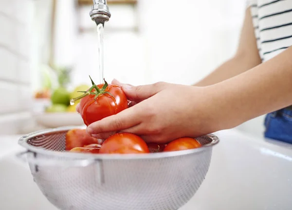 Gros Plan Sur Les Tomates Saison Lavées — Photo