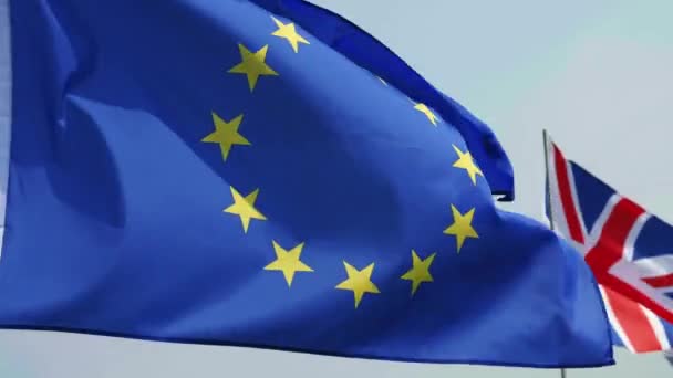 Κλείσιμο Της Ευρωπαϊκής Σημαίας — Αρχείο Βίντεο