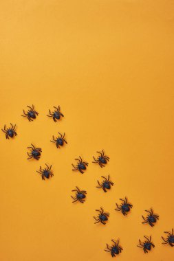 Turuncu arka planda büyük örümcekler