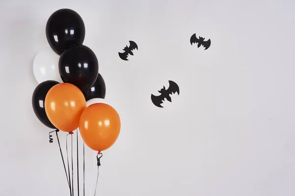 Banner Halloween Com Morcegos Balões — Fotografia de Stock