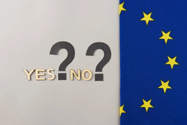 European Union flag with two question marks