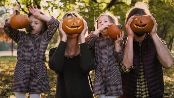 Zabawna Twarz Dyniami Halloween — Wideo stockowe