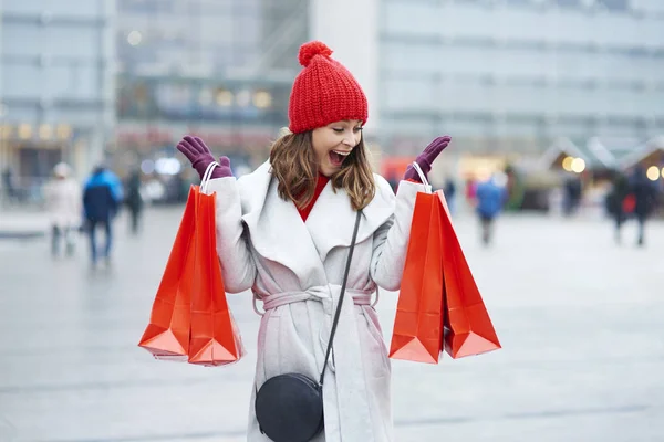 Beautiful women with bags during the Christmas shopping