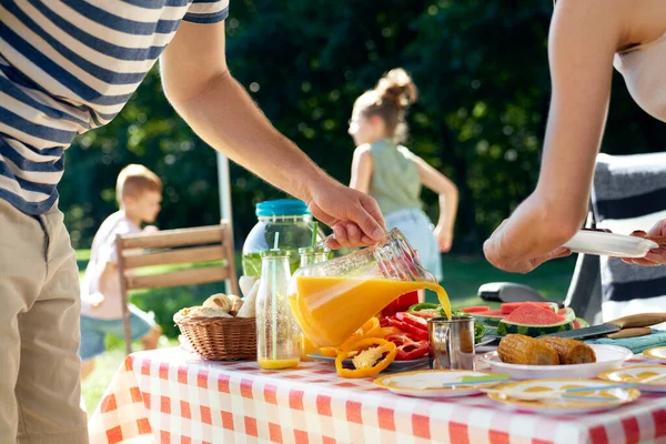 Carefree time of family spending time on camping