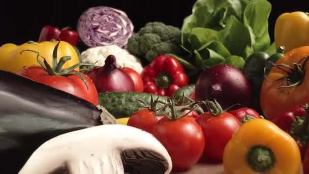 Powiększ Makro Wideo Sezonowymi Warzywami Nakręcony Aparatem Hel Red Rozdzielczości — Wideo stockowe