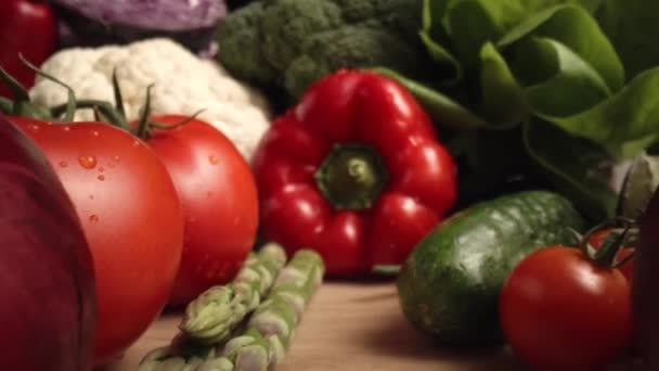 Ampliar Macro Video Verduras Temporada Fotografía Con Cámara Helio Red — Vídeo de stock
