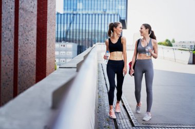 İki mutlu dost antrenmana gidiyor.                               