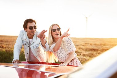 Yolculuğun hedefini belirten çift.                              