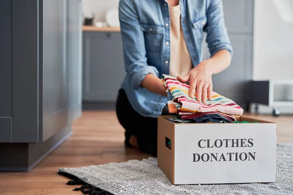 Caixas Prontas Para Doação Roupas — Fotografia de Stock