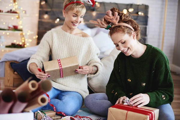 Young Women Preparing Christmas Gifts Close Up Friendship Stock Photo 226682584
