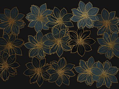 Colorful flower background with different sizes of flowers. Tile art. clipart