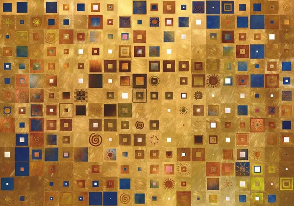 Fundo Geométrico Abstrato Arte Telha Mosaico Ouro — Fotografia de Stock