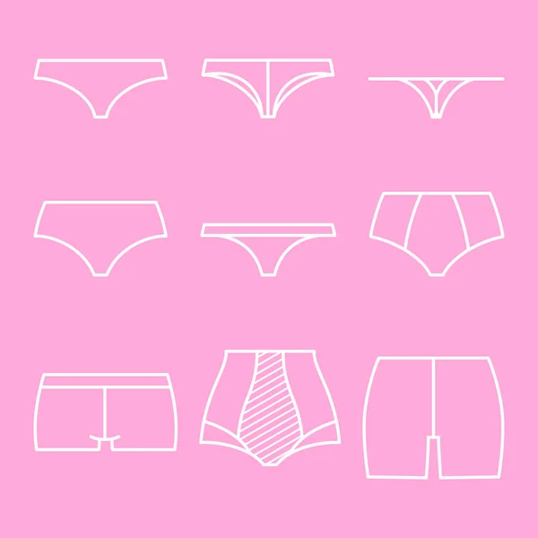 Underwear briefs - set of isolated outline icons. Elements for infographics, social media, web. Modern design of panties — Stock Vector