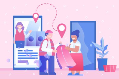 Çevrimiçi Çamaşır ve Kuru Temizleme Servisi. Kurye teslimatı müşterinin evinde temiz kıyafetler.