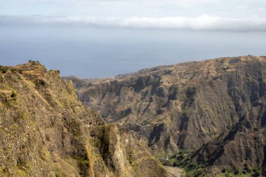 Santo Antao, Cape Verde dağlarının güzel manzarası.
