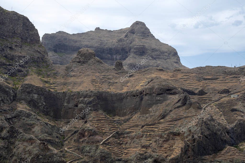 Beautiful views of the mountains, Santo Antao, Cape Verde.