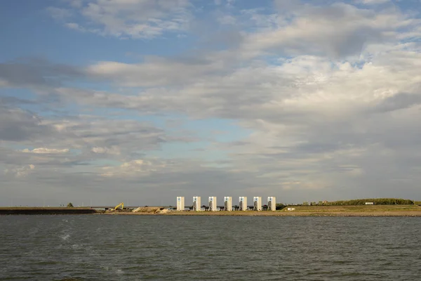 Dutch water construction, Houtribsluizen at Leystad, sluice. — Stock Image Dutch water construction, Houtribsluizen at Leystad, sluice. Stock Image