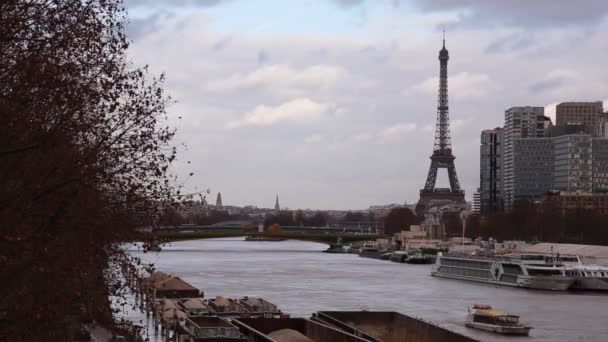 Skytte Paris Gator Frankrike Hösten Landskap Staden — Stockvideo