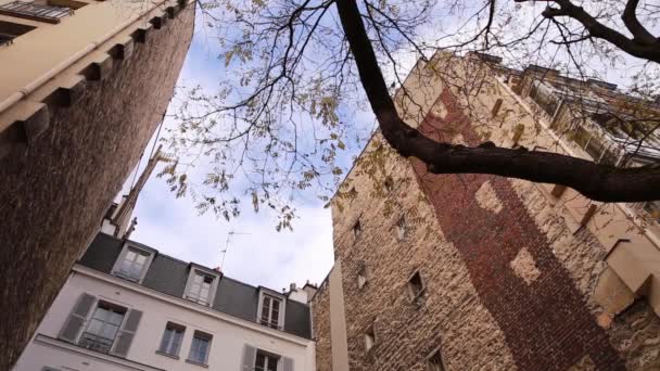 Стрельба Улицах Парижа Францию Осенние Пейзажи Города — стоковое видео
