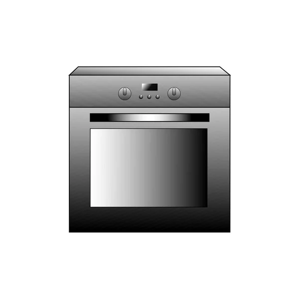 Vector Grey Color Small Oven Illustration White Background — Stock Vector