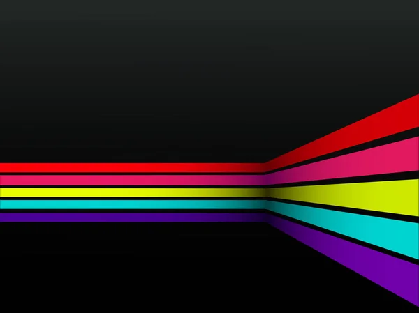 Векторна Ілюстрація Вигнутих Різнокольорових Ліній Чорному Тлі — стоковий вектор