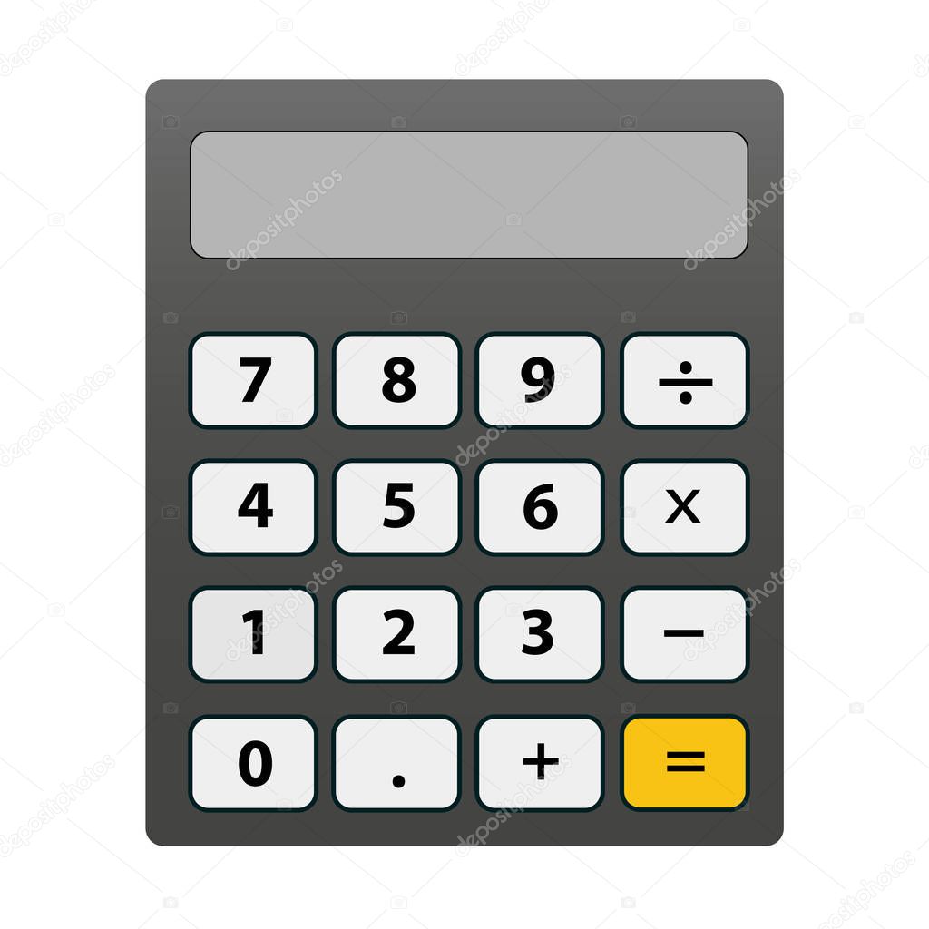 Vector illustration of the isolated grey color calculator a white background