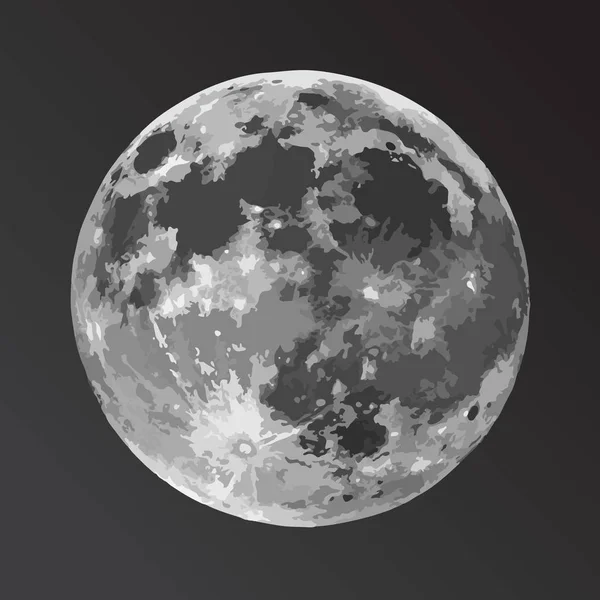 Vector Illustration Moon Black Background Close — Stock Vector