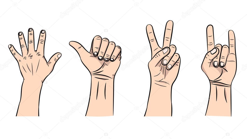 A set of a vector illustration of the isolated gestures by hands