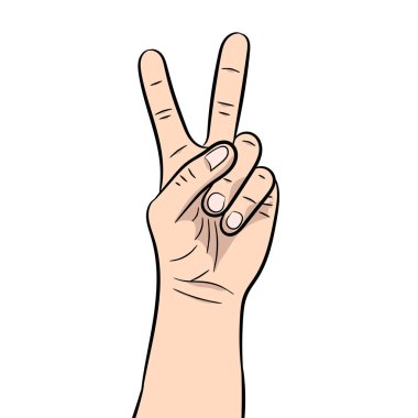 Bir el işareti barış beyaz bir arka plan üzerinde gösterilen vektör çizim