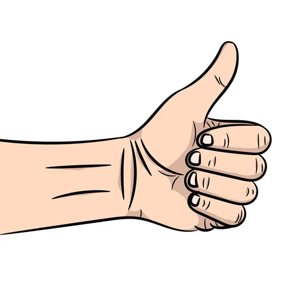 Ilustración Vectorial Una Mano Que Muestra Signo Pulgar Hacia Arriba — Vector de stock