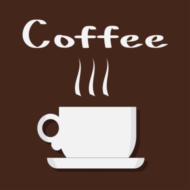 Vektör çizim dumanlı bir plaka üzerinde bir beyaz kahve kupa