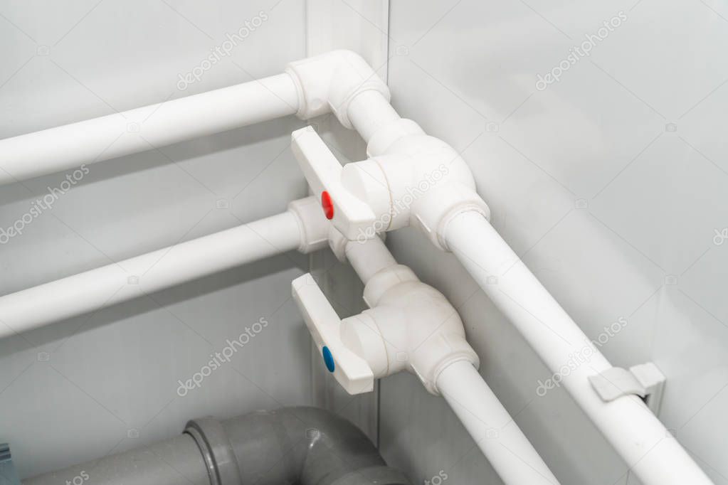Photo of the established plastic pipes for water