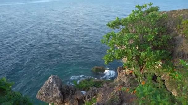 Video Del Paisaje Marino Con Aguas Cristalinas Azules Grandes Rocas — Vídeo de stock