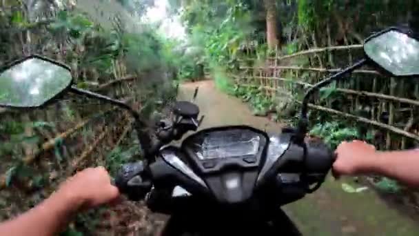 Rijden Een Motorfiets Een Verharde Weg Eerste Persoon Bali — Stockvideo