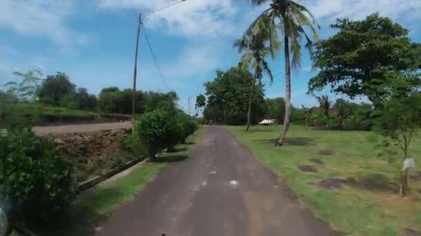 Верховая Езда Мотоцикле Асфальтированной Дороге Первом Лице Бали — стоковое видео