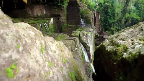 Video Džungle Útesu Vysoké Hoře Skalní Řekou Zelenými Stromy — Stock video
