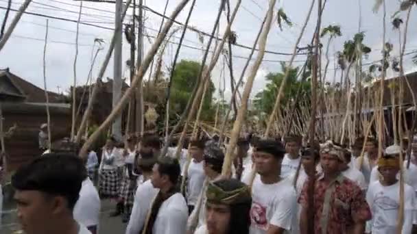 Desa Munggu Kabupaten Badung Bali Indonesia February 2020 Ceremony Mekotek是印度教徒在巴厘岛所宣称的遗产 — 图库视频影像