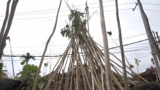 Desa Munggu Kabupaten Badung Bali Indonesië Februari 2020 Ceremonie Mekotek — Stockvideo