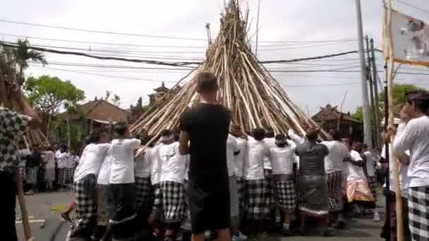 Desa Munggu Kabupaten Badung Bali Indonesië Februari 2020 Ceremonie Mekotek — Stockvideo