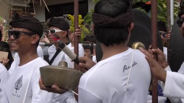 Деса Манггу Кабупатон Бадунг Балі Індонезія Лютого 2020 Церемонія Мекотеків — стокове відео