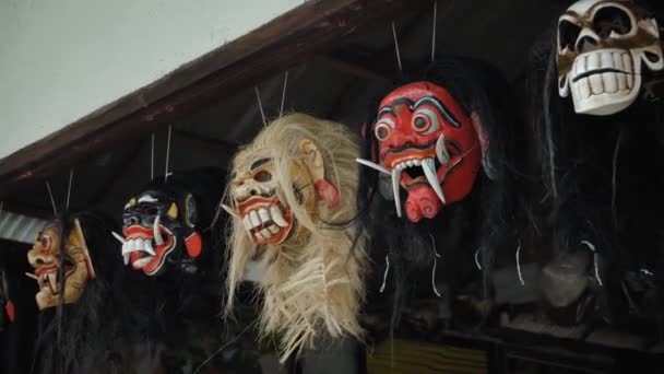 Rangda Mask Negativa Energi Symboler För Den Hinduiska Religionen Bali — Stockvideo