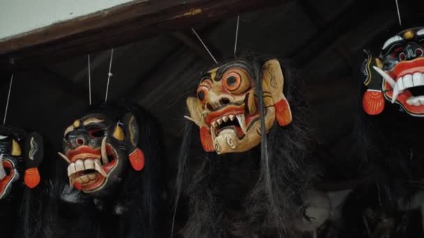 Máscara Rangda Dos Símbolos Energia Negativa Religião Hindu Bali — Vídeo de Stock