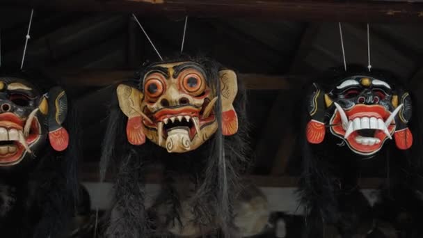 Maschera Rangda Uno Dei Simboli Energetici Negativi Della Religione Indù — Video Stock